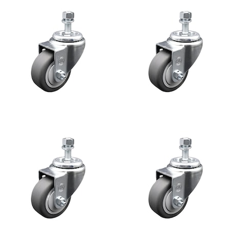 Service Caster 3.5 Inch SS Thermoplastic Rubber Wheel Swivel 1/2 Inch Threaded Stem Caster Set SCC-SSTS20S3514-TPRB-121315-4